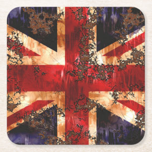 Rusted Patriotic United Kingdom Flag Rechteckiger Pappuntersetzer