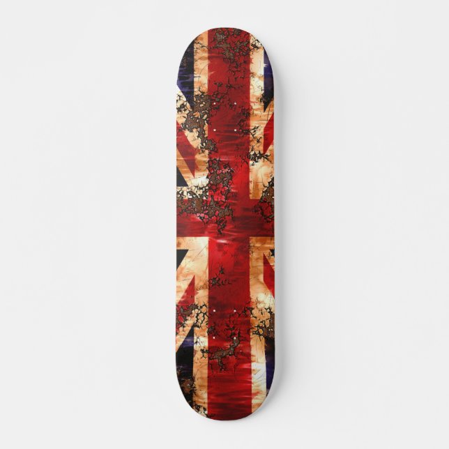 Rusted Patriotic United Kingdom Flag Skateboard (Vorne)
