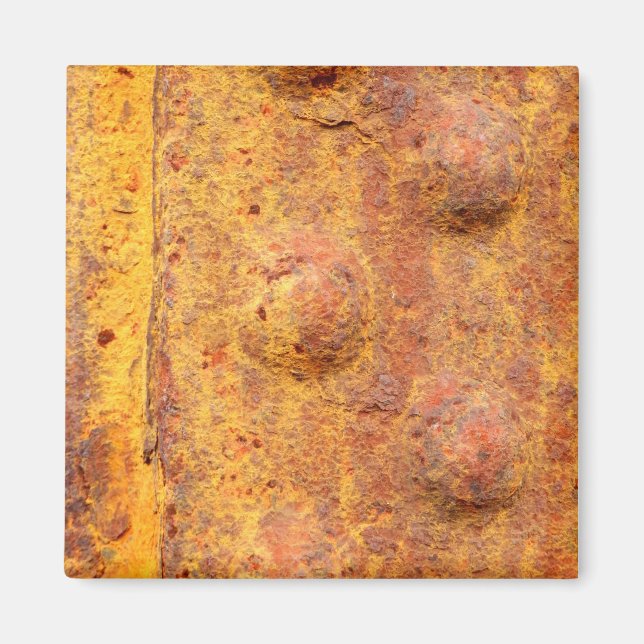 Rusted Riveted Metal Square Magnet (Vorne)