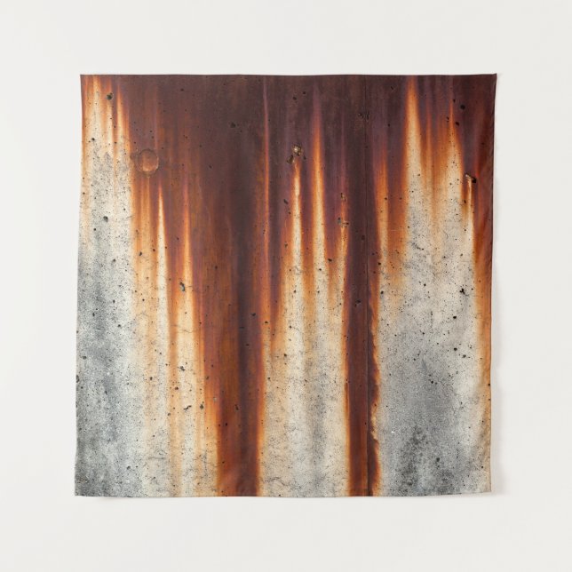 Rustgezogene Grunge Wand: Texturierte Saging Wandteppich (Vorderseite)