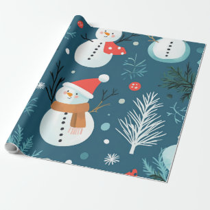Rusti Cute Blue Schneemann Weihnachtsgeschenk im W Geschenkpapier