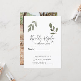 Rusti elegante botanische Blätter Foto Wedding RSV Einladung