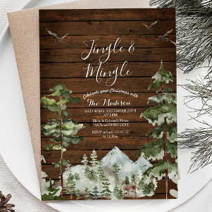 Rusti Wood Winter Animal Jingle & Mingle Forest Einladung