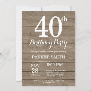 Rustic 40th Birthday Invitation Einladung
