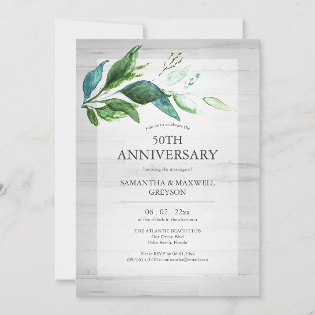 Rustic 50th Wedding Anniversary Invitations (Vorderseite)