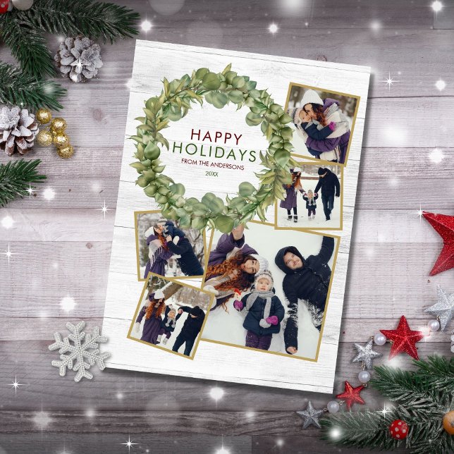 Rustic 5 Foto Collage Grüne Burgund Weihnachten (Von Creator hochgeladen)