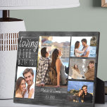 Rustic 5 Foto Collage Love Life w You Gray Wood Fotoplatte<br><div class="desc">Rustikale Foto-Plakette, die Sie mit 5 Ihrer Lieblingsfotos personalisieren können. Das Design hat einen grau-schwarzen, rustikalen Landholzstil, mit lässigen Schriftzeichen und mageren Schriftart-Typografie versehen. Die Formulierung lautet "liebend Leben mit Ihnen" und die Vorlage ist Set für Sie bereit, um Ihren Namen und Datum festgelegt hinzuzufügen. Laden Sie Ihre Fotos hoch,...</div>