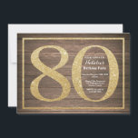 Rustic 80th Birthday Einladung Gold Glitter<br><div class="desc">Rustic 80th Birthday. Black and Gold Glitter Birthday Party Einladung an with Rustic Wood Background. Birthday-Überraschung. Adult Birthday. Men or Women Bday Bash Party. For further customization,  please click the "Customize it" button and use our design tool to modify this template.</div>