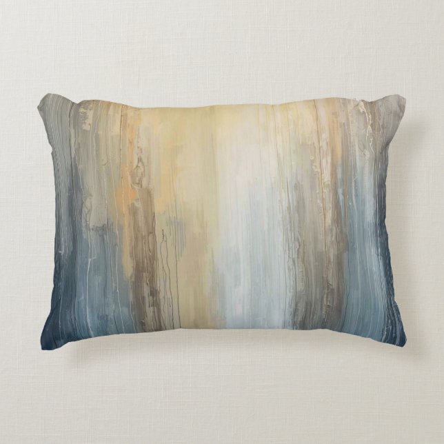 Rustic Abstract Blue Brown Yellow Stripe Dekokissen (Vorderseite)
