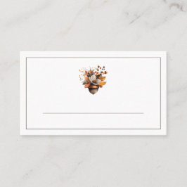 Rustic Acorn Floral White Fall Place Cards Platzkarte
