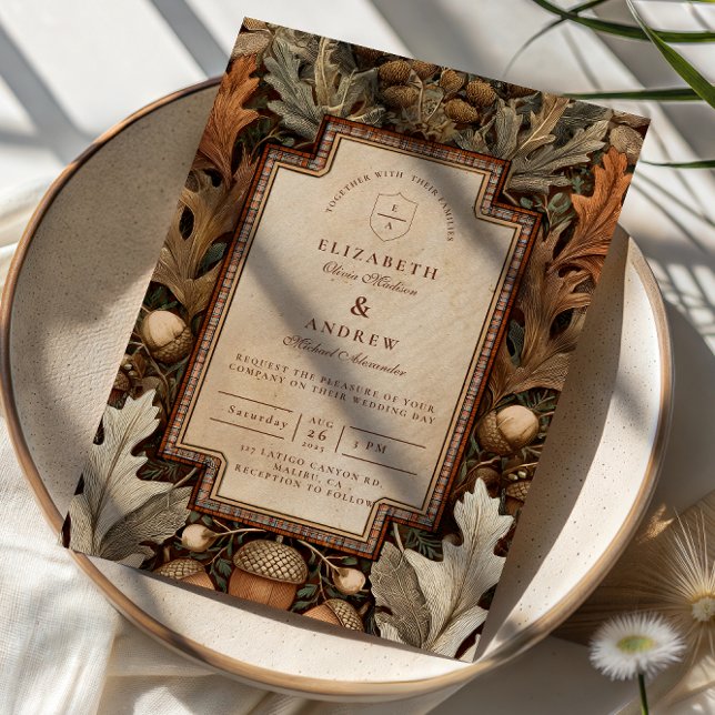 Rustic Acorn Woodland Wedding Einladung (Von Creator hochgeladen)