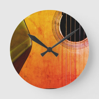 Rustic Acoustic Guitar Wall Clock Runde Wanduhr