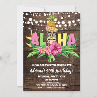 Rustic Aloha Luau Hawaiian Birthday Einladung