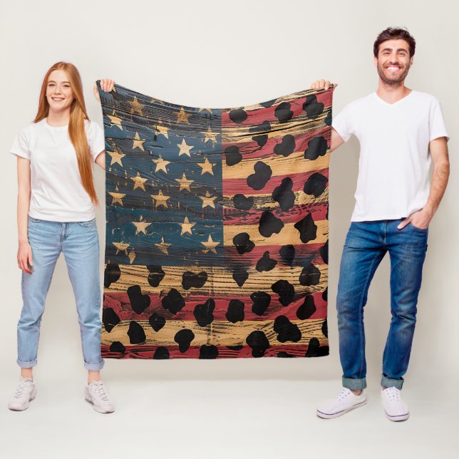 Rustic American Flag Leopard Print (4) Fleecedecke (Beispiel)
