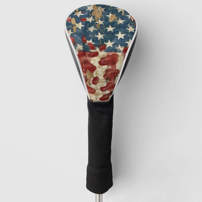 Rustic American Flag Leopard Print (6) Golf Headcover (Vorderseite)