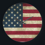 Rustic American Flag styled clock Große Wanduhr<br><div class="desc">Rustic American flag clock design, 

Image info:

Pixabay License
Free for commercial use
No attribution required</div>