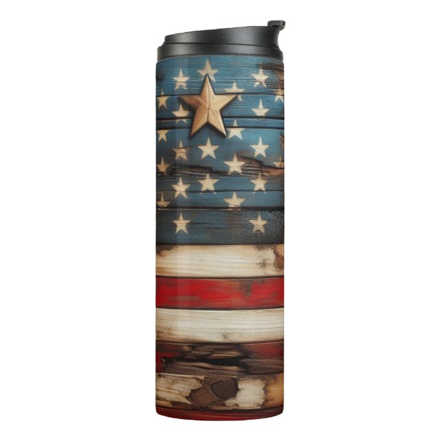 Rustic American  Flag Thermosbecher (Nach links gedreht)