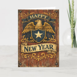 Rustic Americana Eagle Shield New Year Feiertagskarte