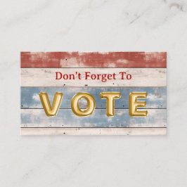 Rustic Americana Wood Plank Vote Reminder Visitenkarte