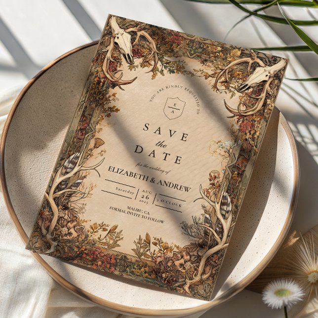 Rustic Antler Autumn Wedding Save The Date (Von Creator hochgeladen)