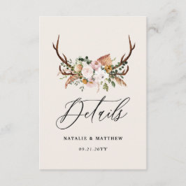 Rustic Antler Floral Wedding woodland Boho Details Begleitkarte