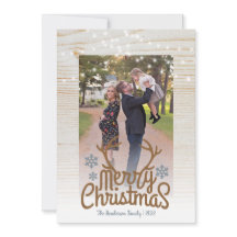 Rustic Antlers Foto String Light Frohe Weihnachten