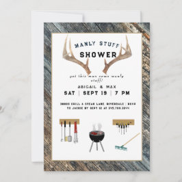 Rustic Antlers Manly Stuff Couples Polterabend Einladung