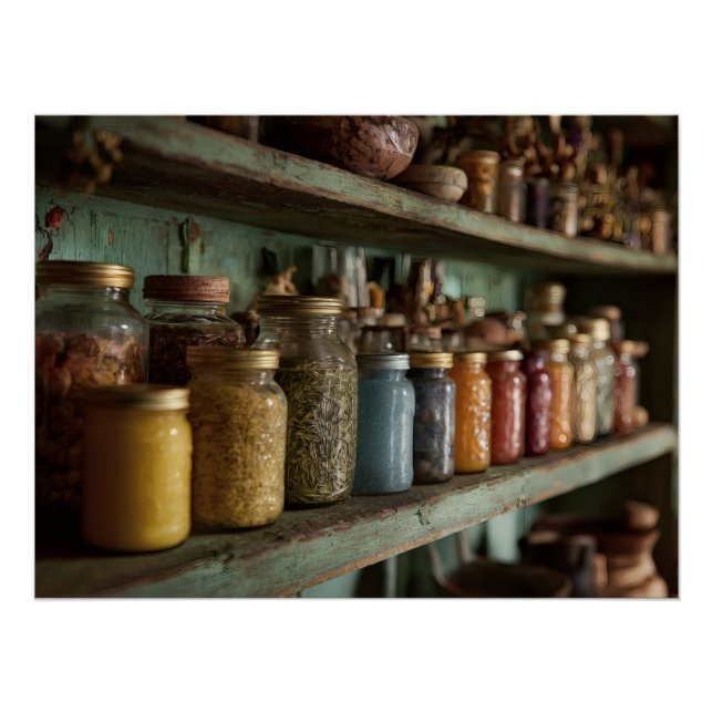 Rustic Apothecary Herb Jar Shelf Poster (Vorderseite)