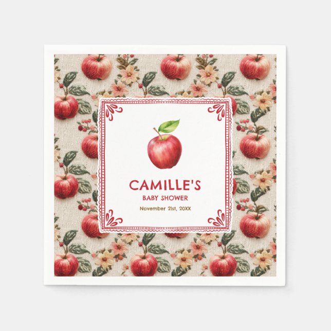 Rustic Apple Baby Shower Paper Napkins Serviette (Vorderseite)