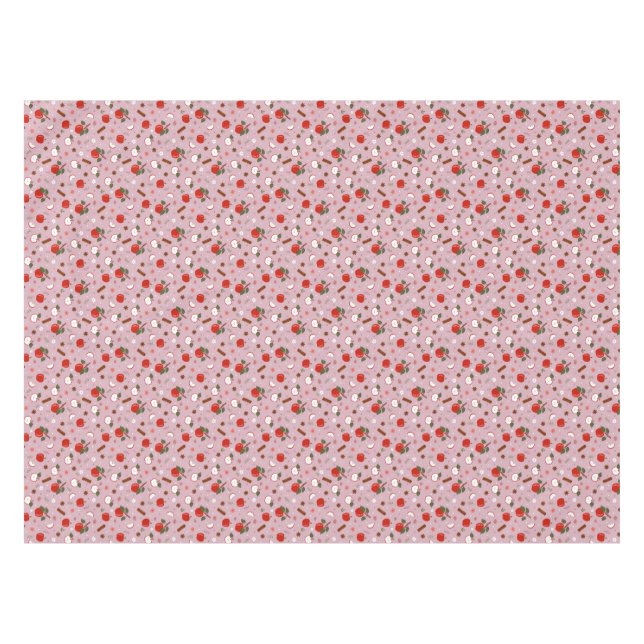 Rustic Apple & Cinnamon Pattern. Pink Cozy Kitchen Tischdecke (Vorderseite (Horizontal))