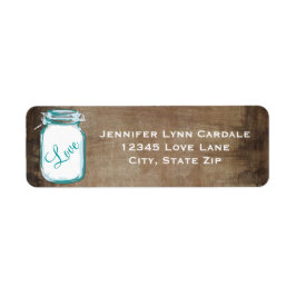 Rustic Aquamarin Brown Mason Jar Wedding Address L
