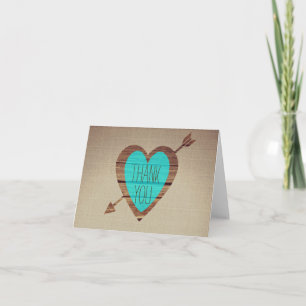 Rustic Aquamarin Heart Arrow Vielen Dank Anmerkung Dankeskarte