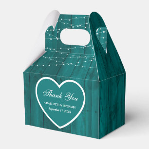 Rustic Aquamarin Wood Wedding Vielen Dank Geschenkschachtel