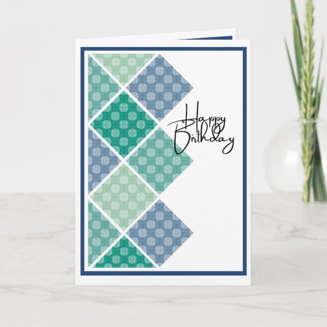 Rustic Arabesque Geburtstag Subtle Blues Karte (Vorderseite)
