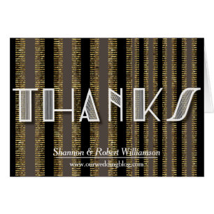 Rustic Art Deco Black Gold Dankeschön Karte
