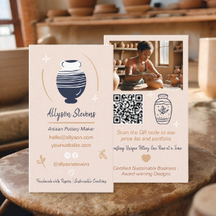 Rustic Artisan Pottery Maker Crafts Foto qr Visitenkarte