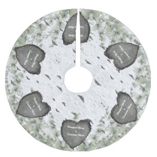 Rustic Aspen Bark Wood Carved Hearts Paare Namen Polyester Weihnachtsbaumdecke