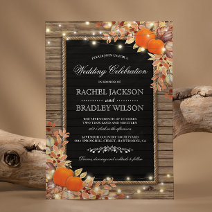 Rustic Autumn Fall Invites   Wood Barn Wedding Einladung
