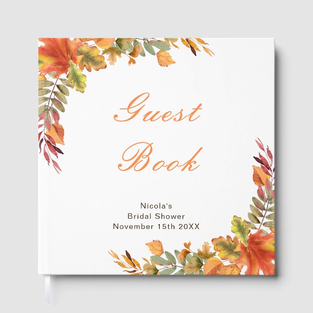 Rustic Autumn Fall Leaves Bridal Shower Gästebuch (Vorderseite)