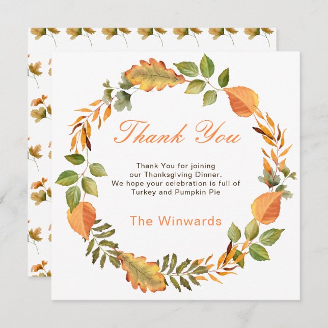 Rustic Autumn Fall Leaves Square Thanksgiving  (Vorne/Hinten)