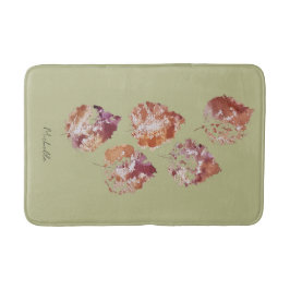 Rustic Autumn Falling Leaves Watercolor Art Badematte