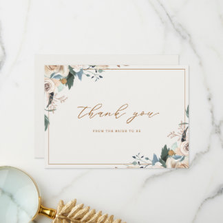 Rustic Autumn Floral Fall in Love Bridal Shower Dankeskarte