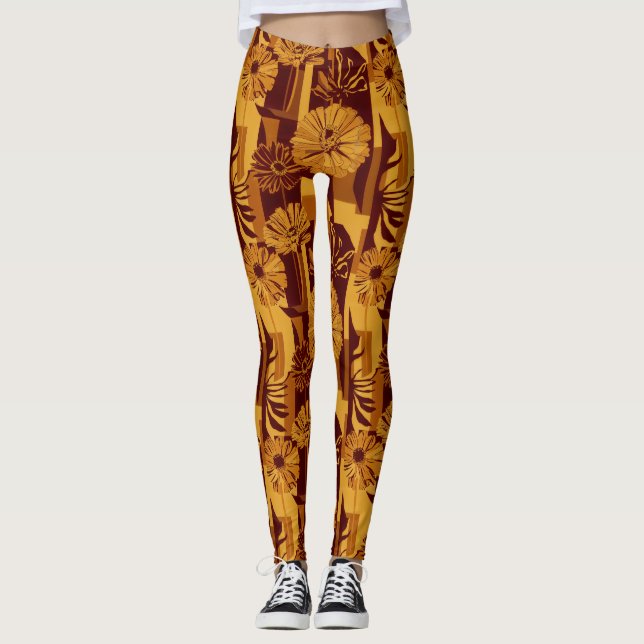 Rustic Autumn Floral Geometric Pattern (10) Leggings (Vorderseite)