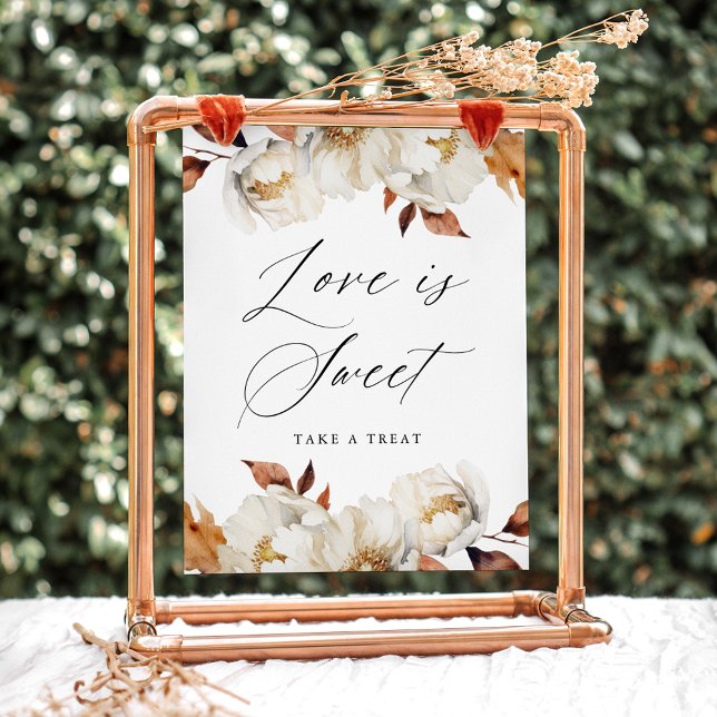 Rustic Autumn Floral Love is Sweet Favor Sign Poster (Von Creator hochgeladen)