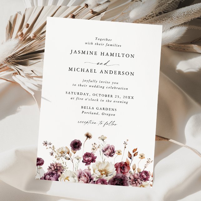 Rustic Autumn Floral Meadow Wedding Einladung (Von Creator hochgeladen)