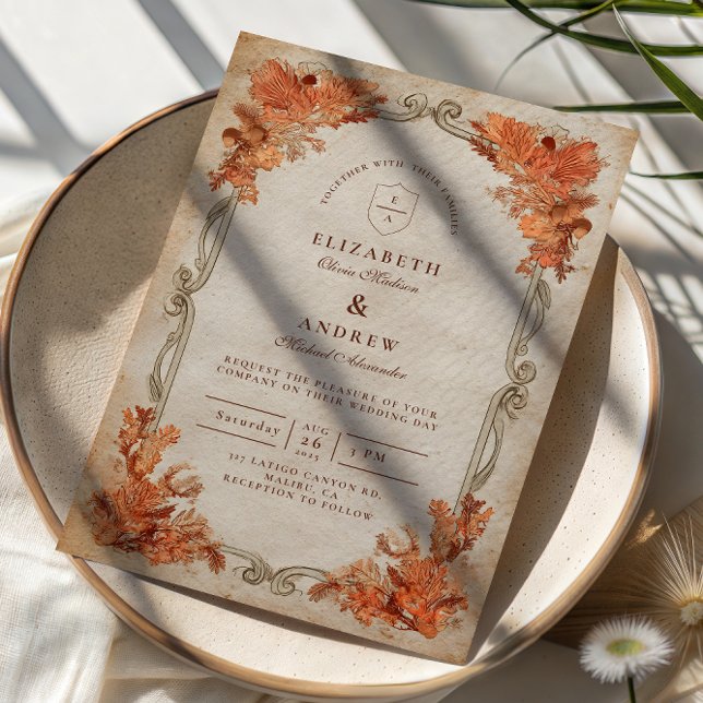 Rustic Autumn Floral Wedding Einladung (Von Creator hochgeladen)