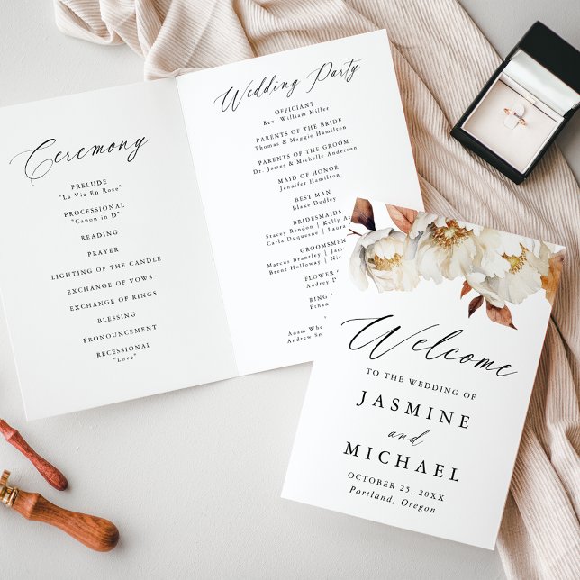 Rustic Autumn Floral Wedding Programm (Von Creator hochgeladen)