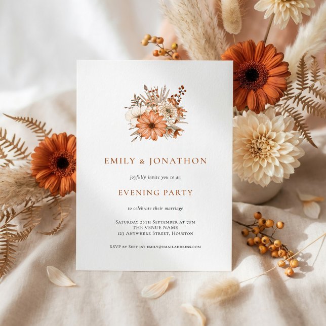Rustic Autumn Florals Wedding Evening Party  Einladung (Von Creator hochgeladen)
