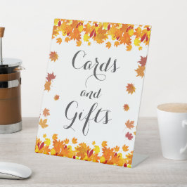 Rustic Autumn Leaves Wedding Cards and Gift Sign Sockelschild
