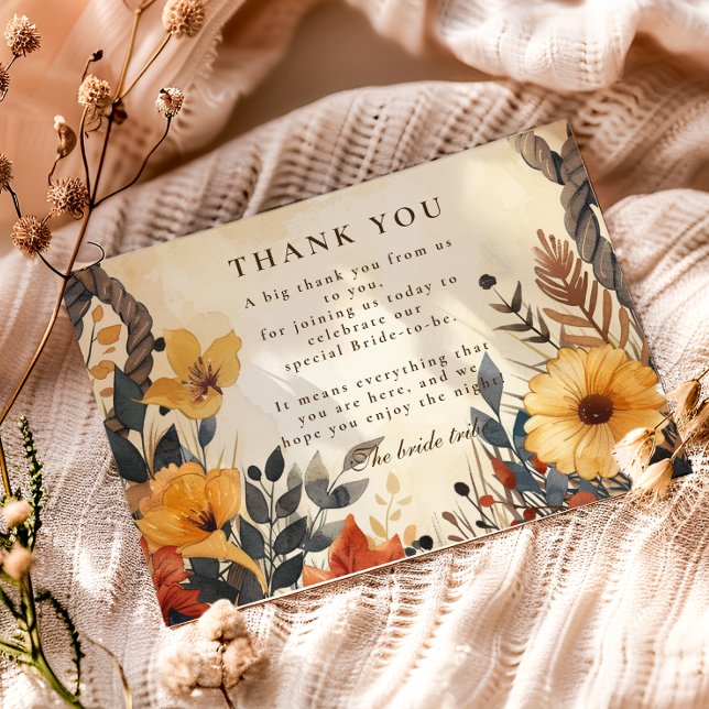 Rustic Autumn Meadow Bridal Shower Dankeskarte (Von Creator hochgeladen)